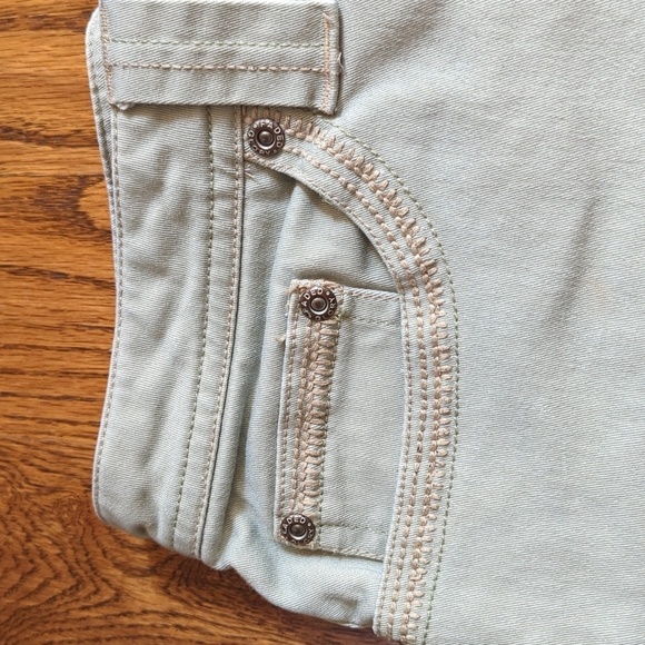 Vtg Faded Glory Stretch Khaki Denim Shorts Size 8 Light Green Khaki Vint… - Picture 5 of 9